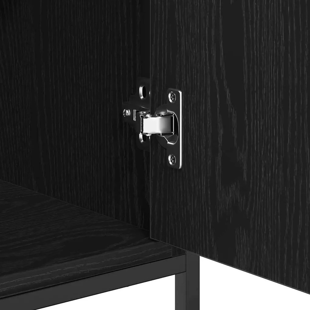 Buffet vidaXL Preto Carvalho 100x35x80 cm Madeira Engenharia e Aço
