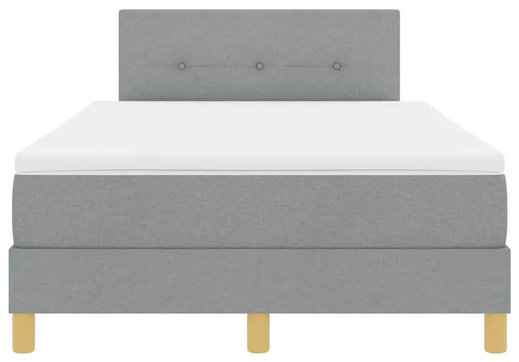 Cama Box Spring com Colchão &amp; LED Cinza Claro 120x200 cm Tecido