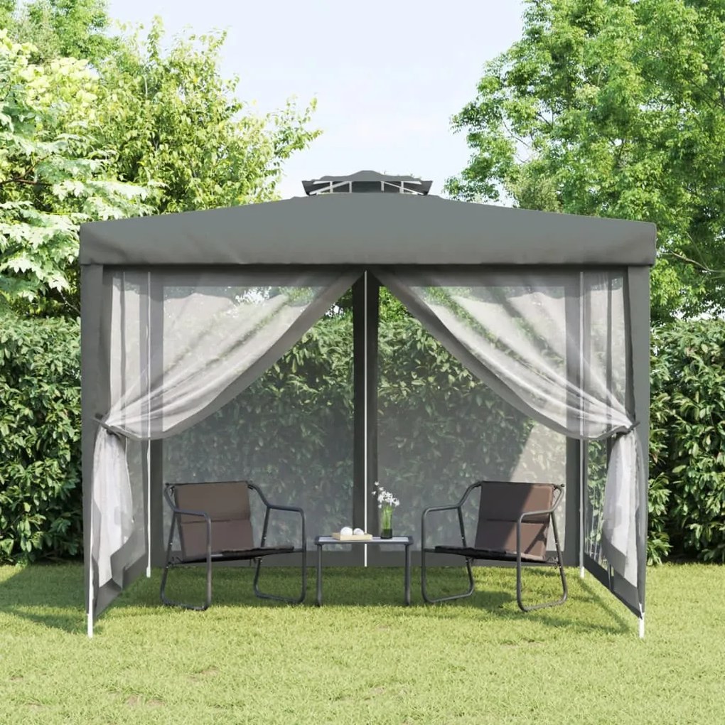 VidaXL Gazebo com telhado duplo 3x3x2,68 m tecido antracite