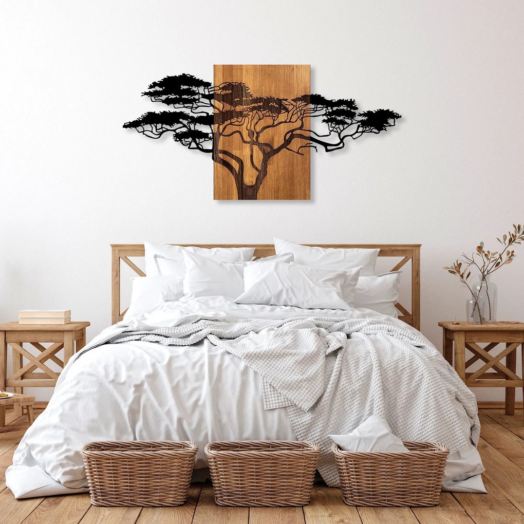 Acessório Decorativo de Parede Acácia – Preto e Noz – 144 x 3 x 70 cm