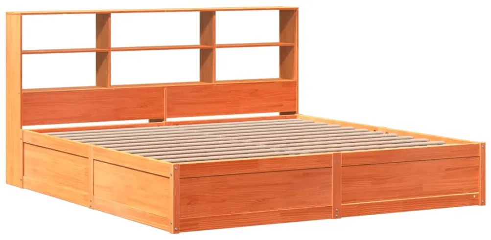 Cama sem colchão 200x200 cm pinho maciço castanho-mel