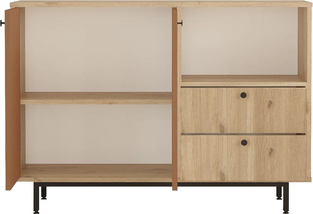 Aparador de cozinha "Toledo" - Carvalho e Nogueira Vermelho - 120x85x3