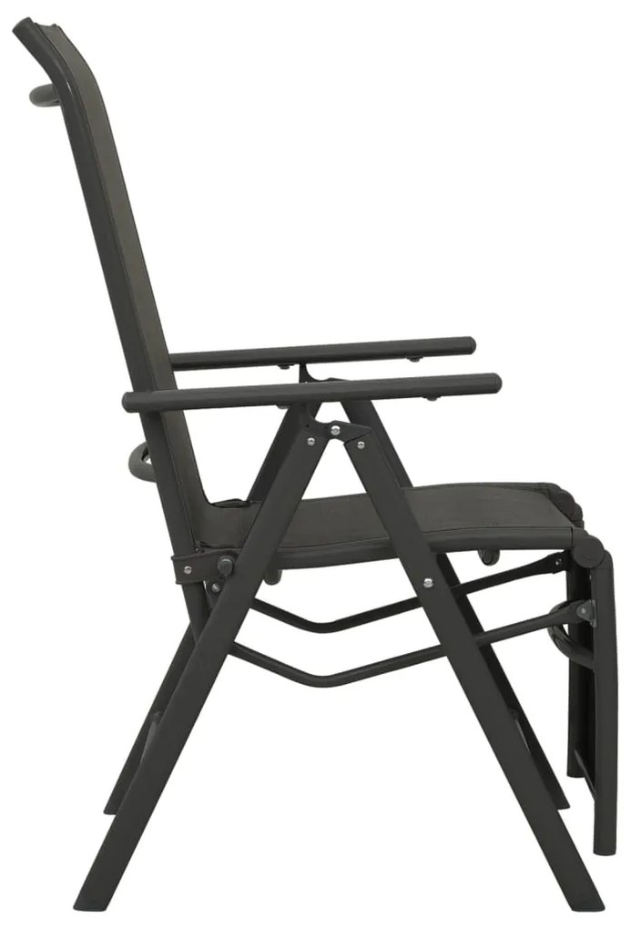 Cadeiras de jardim reclináveis 2 pcs textilene e alumínio preto