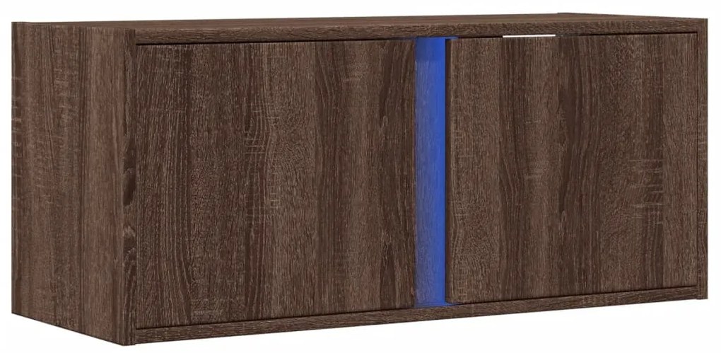 Móvel de parede p/ TV c/ luzes LED 80x31x35cm carvalho castanho