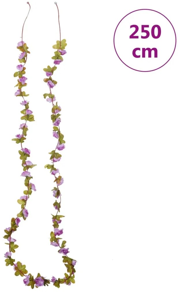 Grinaldas de flores de Natal 6 pcs 250 cm roxo claro
