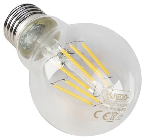 Conjunto de 5 lâmpadas LED E27 reguláveis transparentes 7W 806 lm 2700K