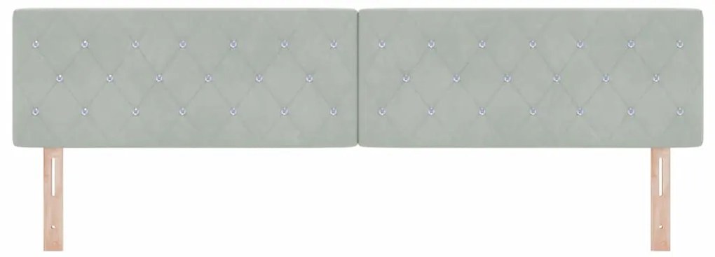 Cabeceira LED com botões de cristal, estofada em cinza claro, 100 cm,