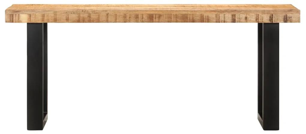 Banco 110 cm madeira de mangueira áspera maciça e aço