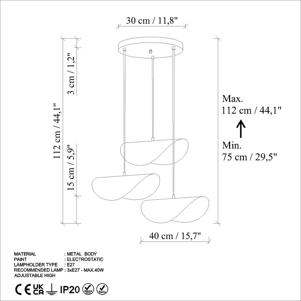 Candeeiro de Teto Vatoz – Turquesa – Diâmetro 50 cm
