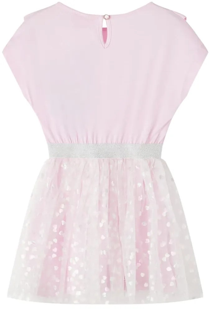 Vestido de criança com folhos rosa-claro 104
