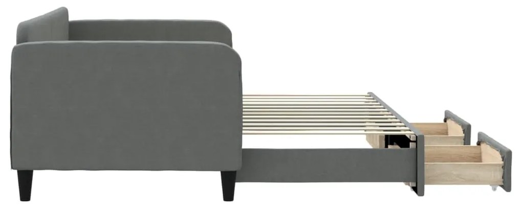 Sofá-cama c/ gavetão e gavetas 90x200 cm tecido cinzento-escuro