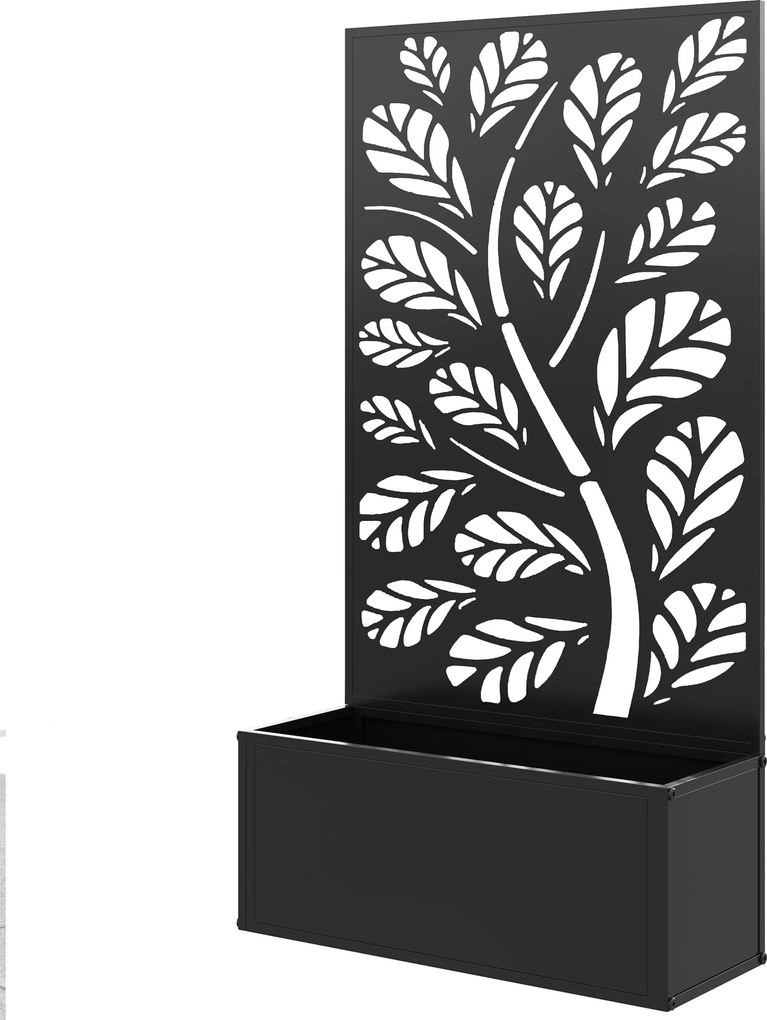 Floreira com biombo de treliça para plantas trepadeiras, floreira 61 x 23 x 113 cm preto