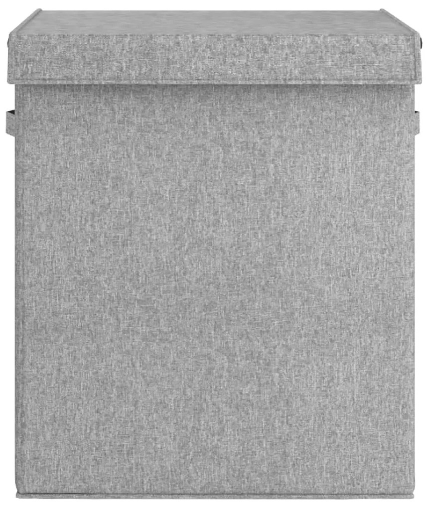 Cesto roupa suja dobrável 51x34,5x59cm linho falso/tecido cinza
