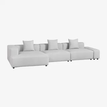 Sofá Modular Chaise Longue De Canto Esquerdo De 3 Peças (↔︎375 Cm) Bruna Tecido Cinzento Glaciar - Sklum