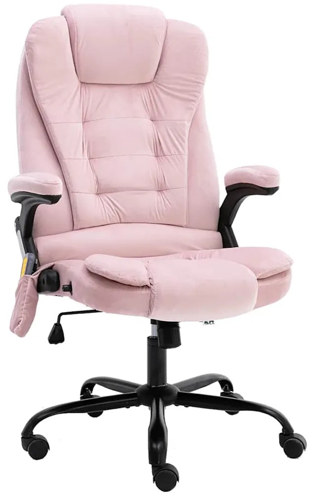 Cadeira de escritório c/ função de massagem veludo rosa