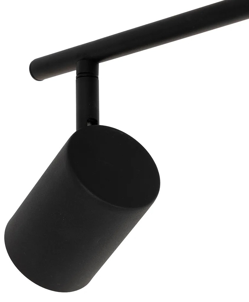 Candeeiro de teto preto com madeira 5 luzes ajustáveis retangular - Jeana Moderno,Industrial