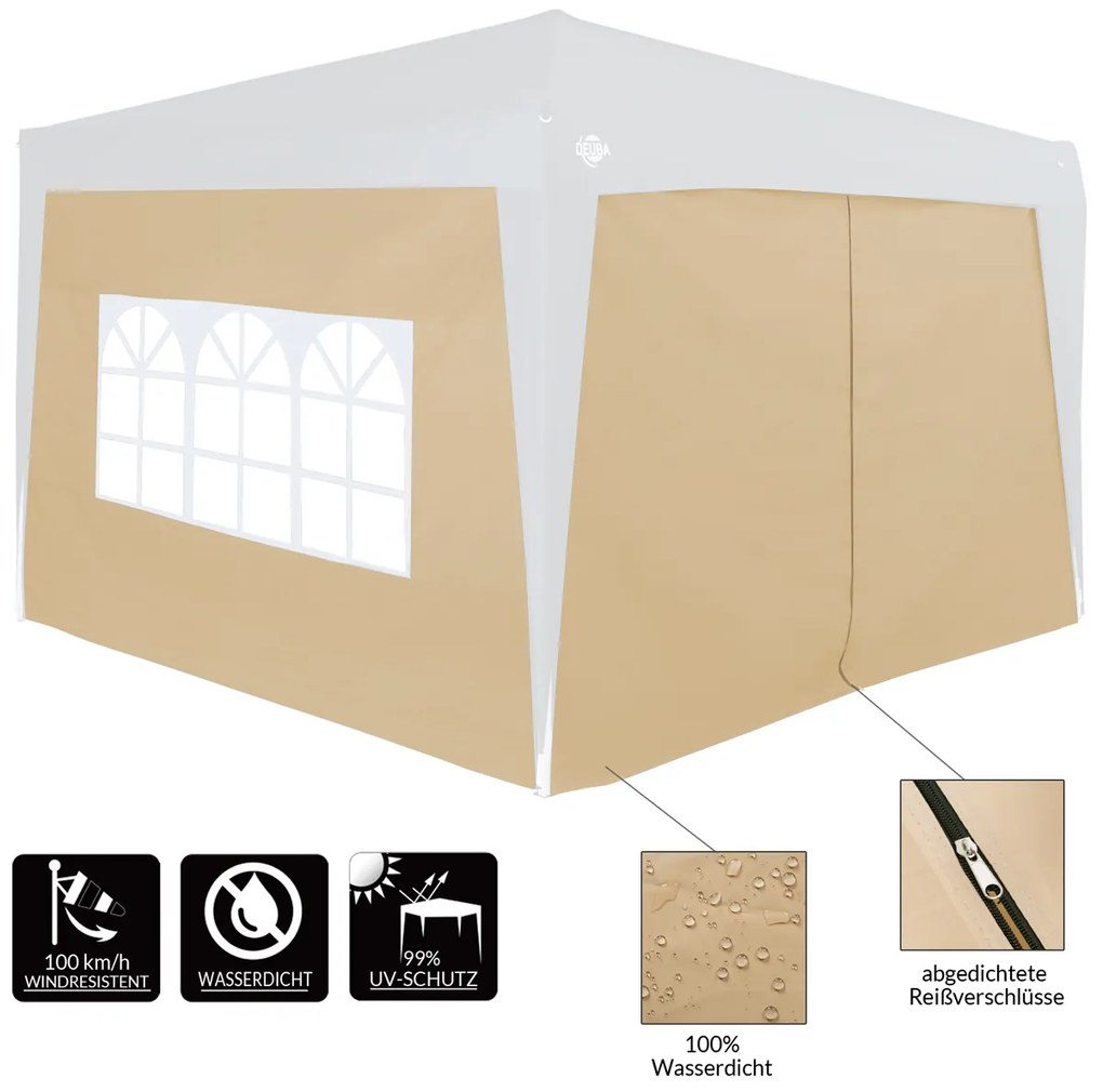 Conjunto de 2 paredes laterais dobráveis para Tenda (NÃO NCLUÍDO) 6 x 2 m Bege