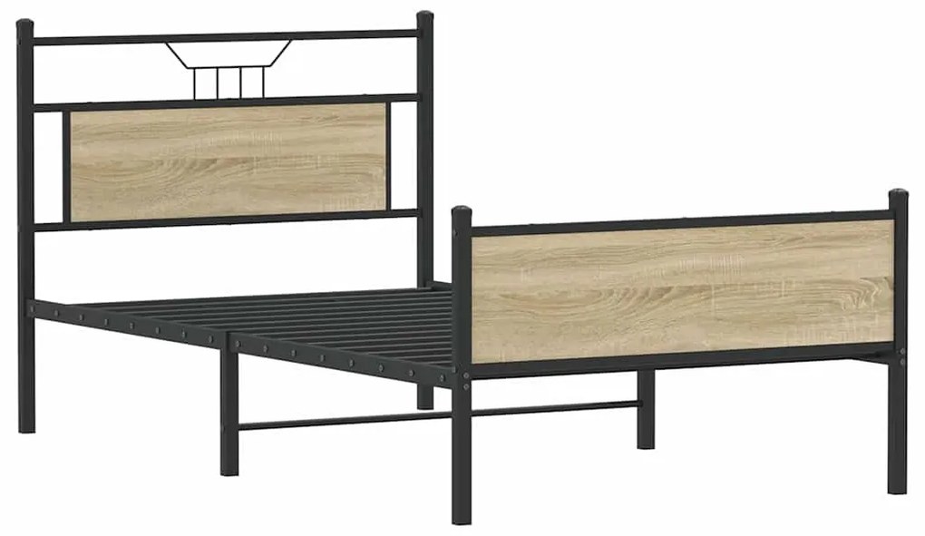 Estrutura de cama sem colchão 107x203 cm carvalho sonoma