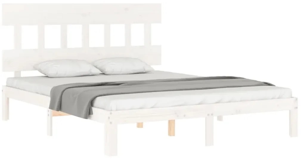Estrutura de cama King Size com cabeceira madeira maciça branco
