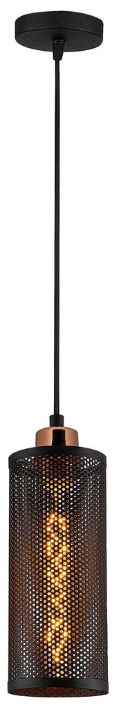 Candeeiro de Teto Amasra – Preto e Bronze – Diâmetro 10 cm, Altura 116