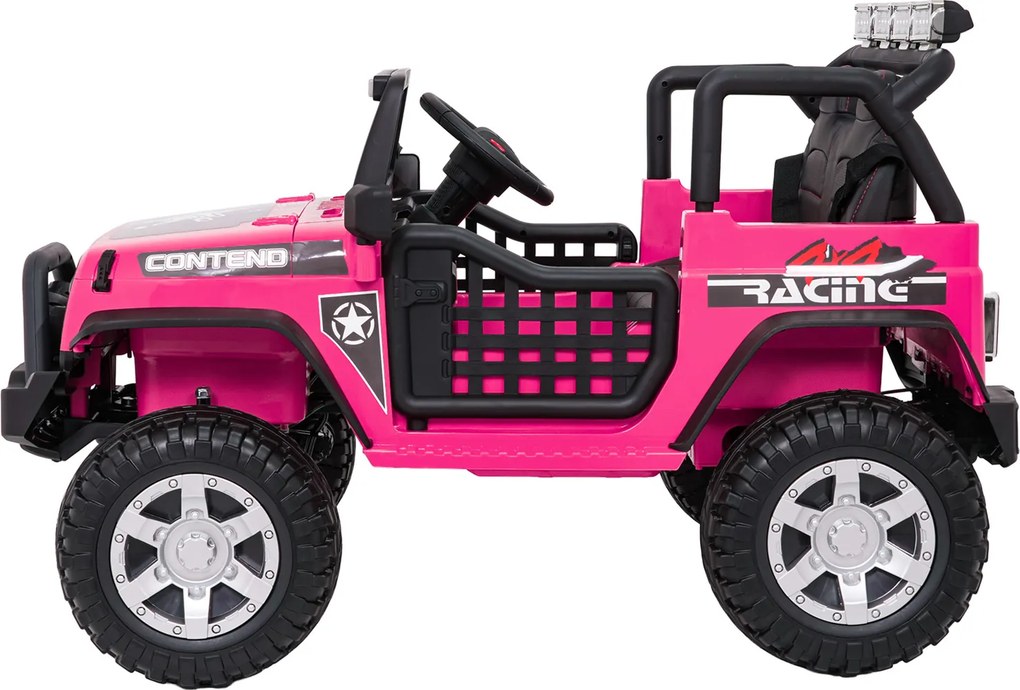 Jipe elétrico para Crianças 12V Jeep BEAST 4x4, Rodas de espuma EVA, Assento Couro ecológico Rosa