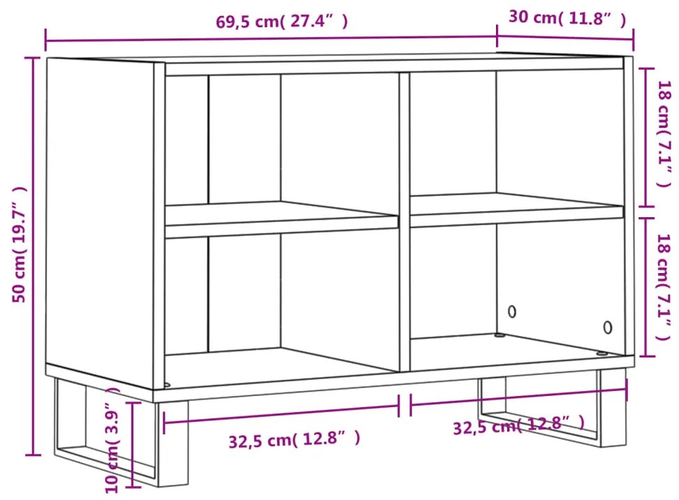 Móvel de TV 69,5x30x50 cm derivados de madeira branco