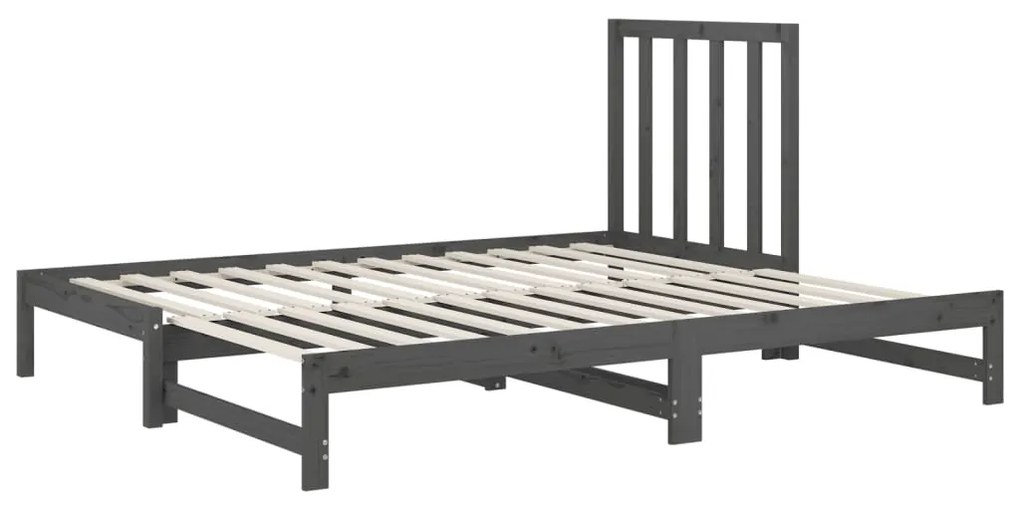 Sofá-cama de puxar 2x(90x200) cm pinho maciço cinza