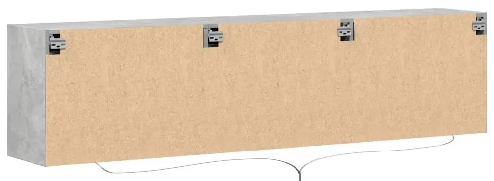 Móvel de parede p/ TV c/ luzes LED 180x31x45 cm cinza cimento