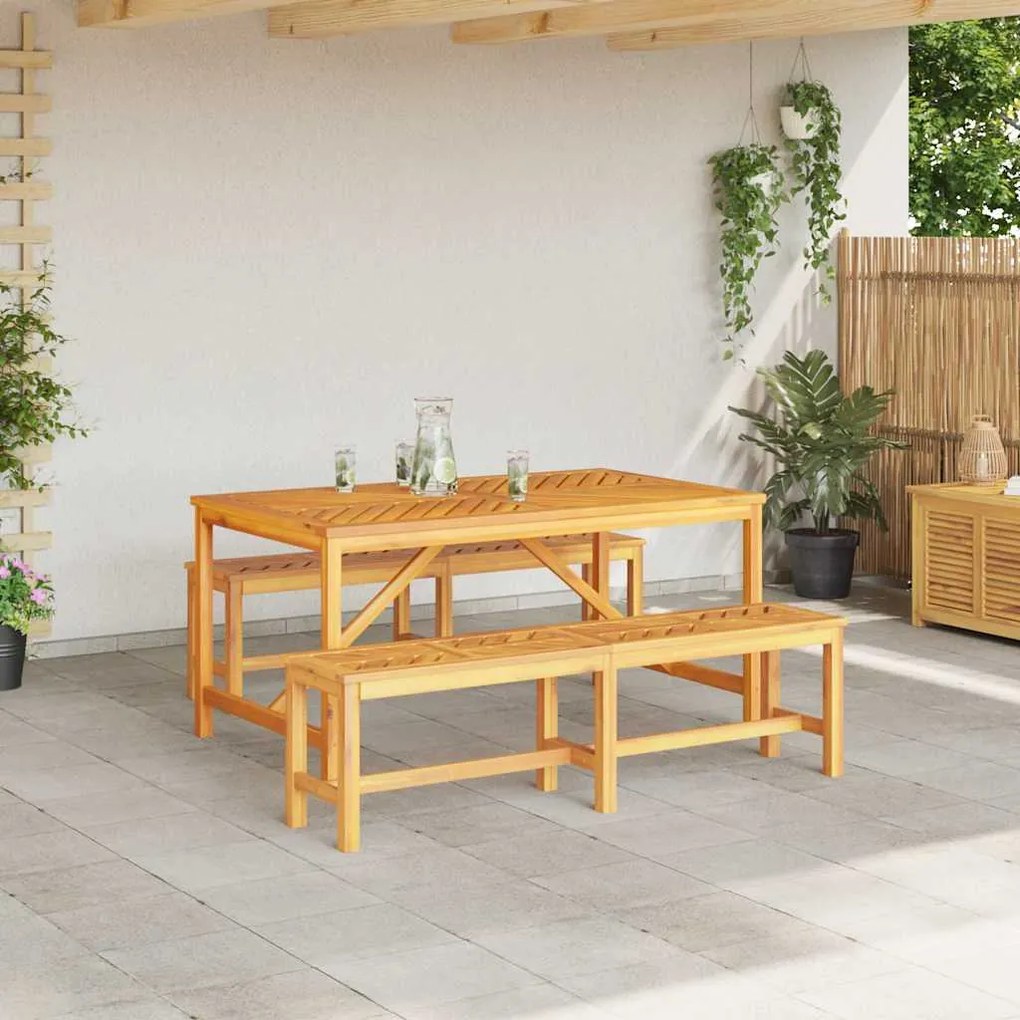 Conjunto de Jantar Jardim 3 Peças Madeira Sólida Acácia
