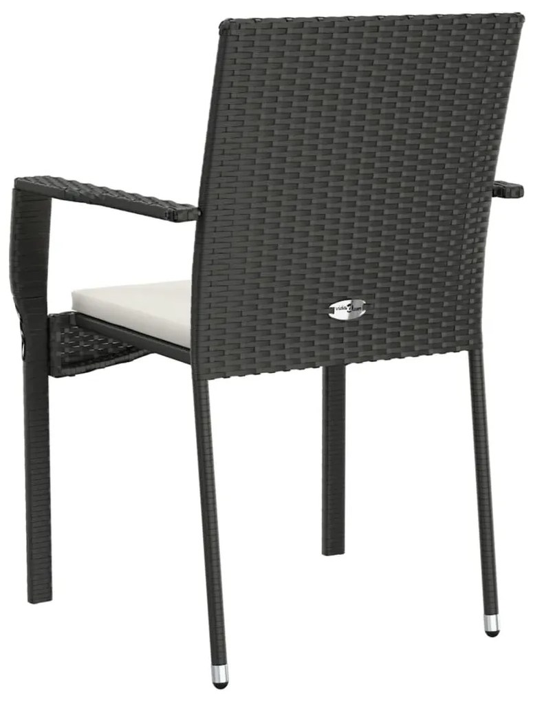 Cadeiras de jardim com almofadões 4 pcs vime PE preto
