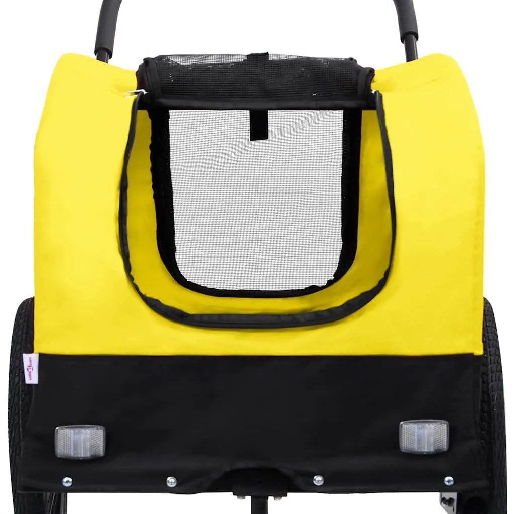 Reboque bicicletas/carrinho para animais 2-em-1 amarelo/preto