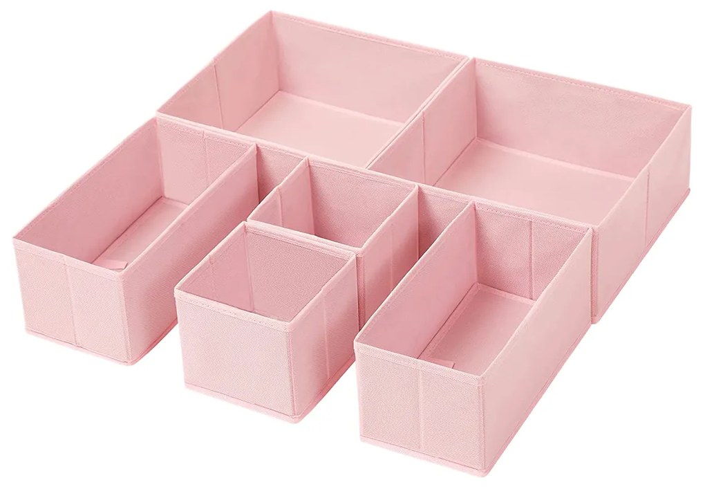 Conjunto de organizadores de gavetas em tecido dobrável para acessórios | SONGMICS | rosa | RDZ06PK.