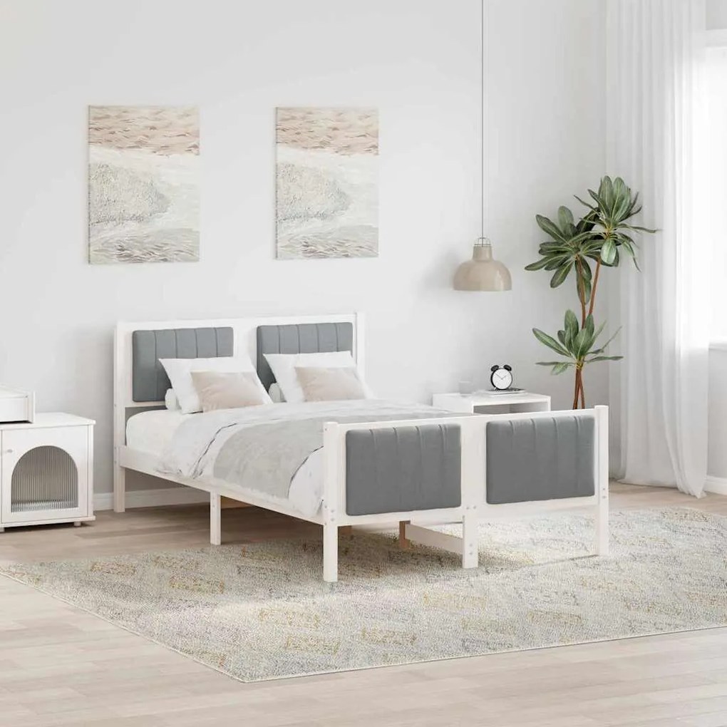 vidaXL Estrutura da cama Branco e cinza claro 120 x 200 cm