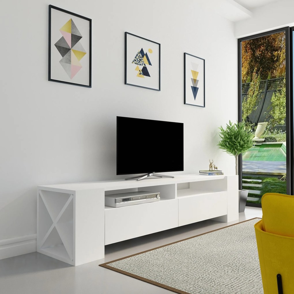 Móvel TV Sosruko – Branco – 155x35x35 cm