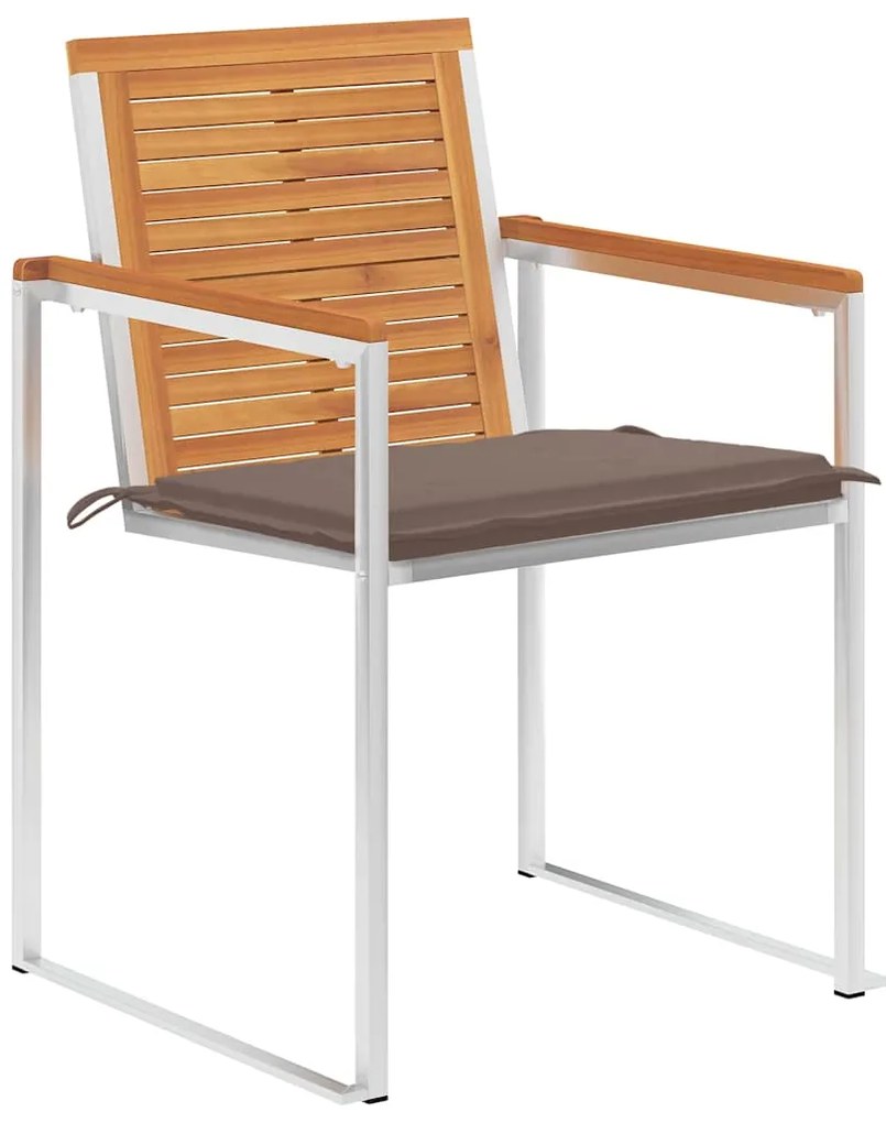 Cadeiras de jardim 8 pcs c/ almofadões madeira de acácia maciça