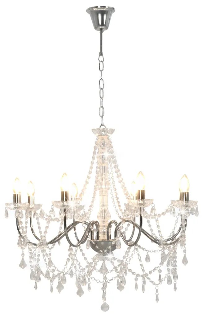 Lustre com contas lâmpadas 8 x E14 prateado