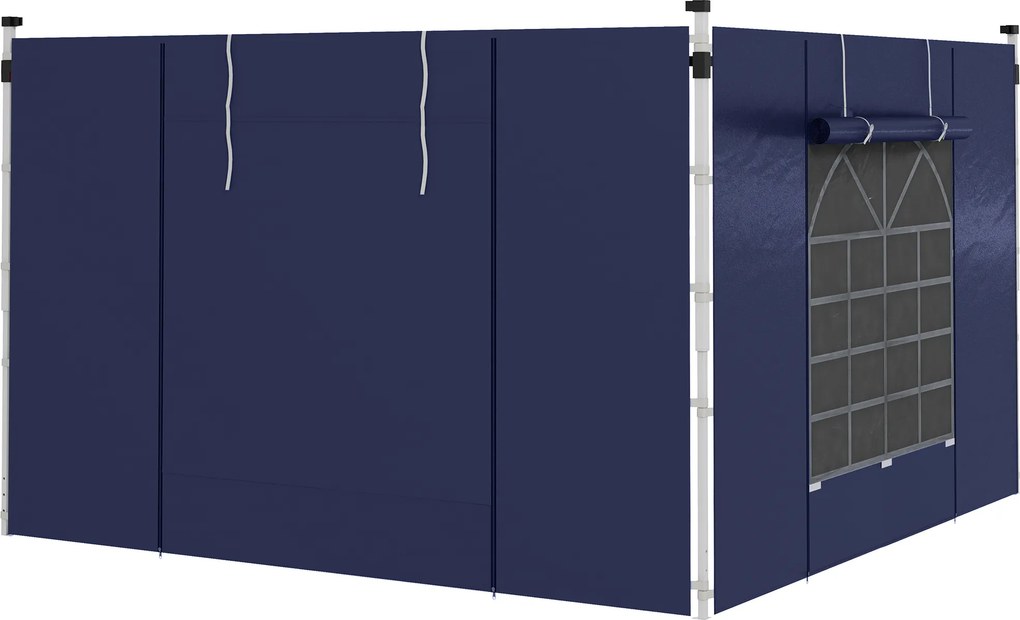 Outsunny Cortinas para pavilhão, conjunto de 2, para gazebos de jardim 3x6m ou 3x3m, com janelas e portas, Azul | Aosom Portugal