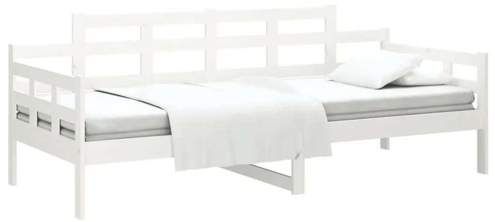 Sofá-cama 90x200 cm madeira de pinho maciça branco