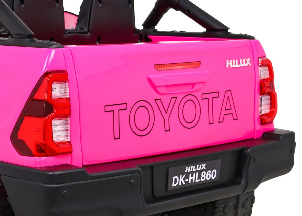 Carro elétrico para Crianças Toyota Hilux 12V 4x4 Rodas Espuma EVA, Assento couro ecológico Rosa