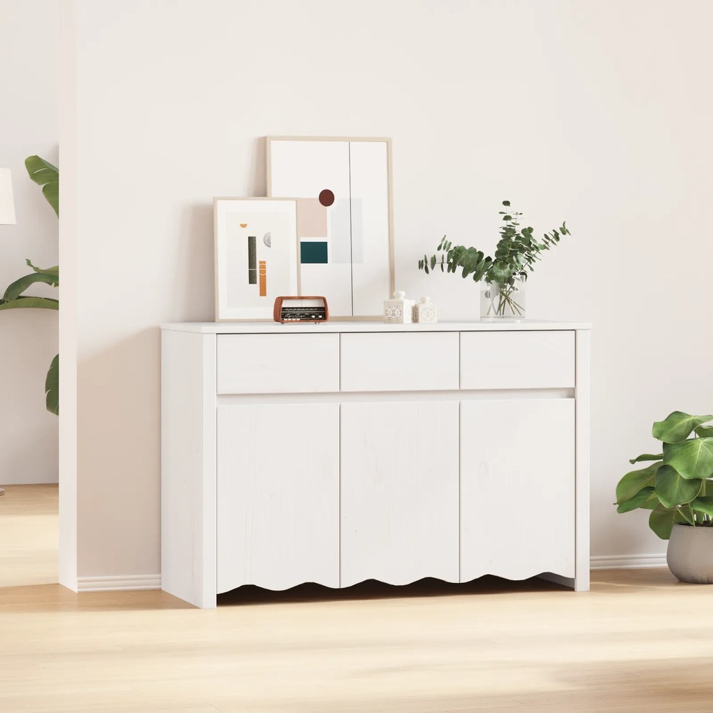 Sideboard vidaXL "DRAMMEN" Branco 114x43x75,5 cm Madeira Sólida Pinus