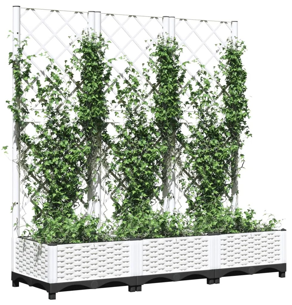 Vaso/floreira jardim c/ treliça 120x40x121,5 cm PP branco