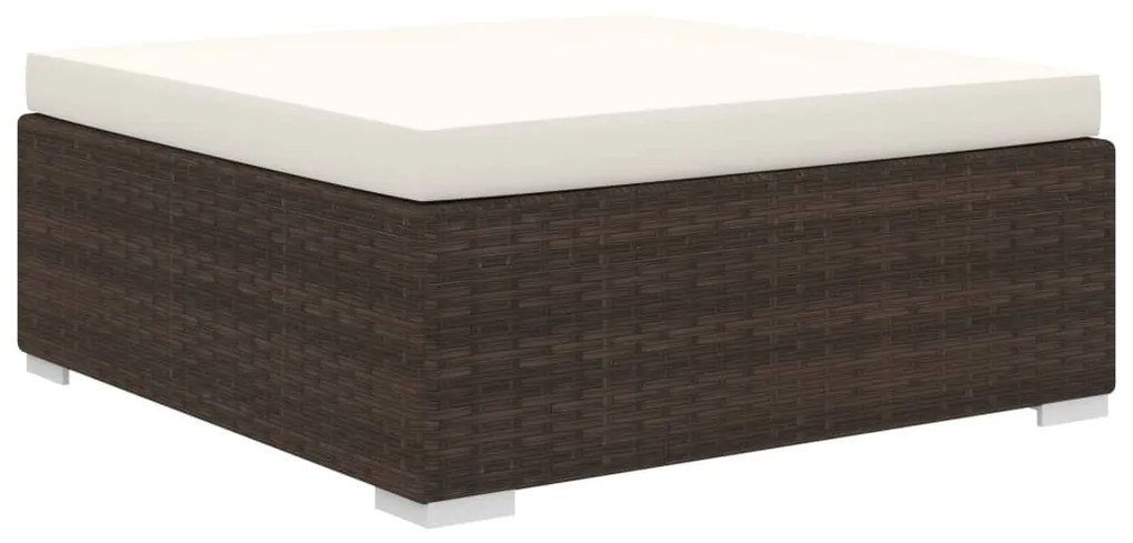 11 pcs conjunto lounge jardim c/ almofadões vime PE castanho