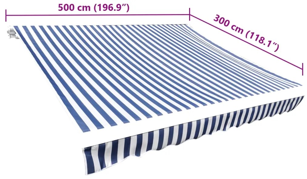 Lona para toldo azul e branco 500x300 cm