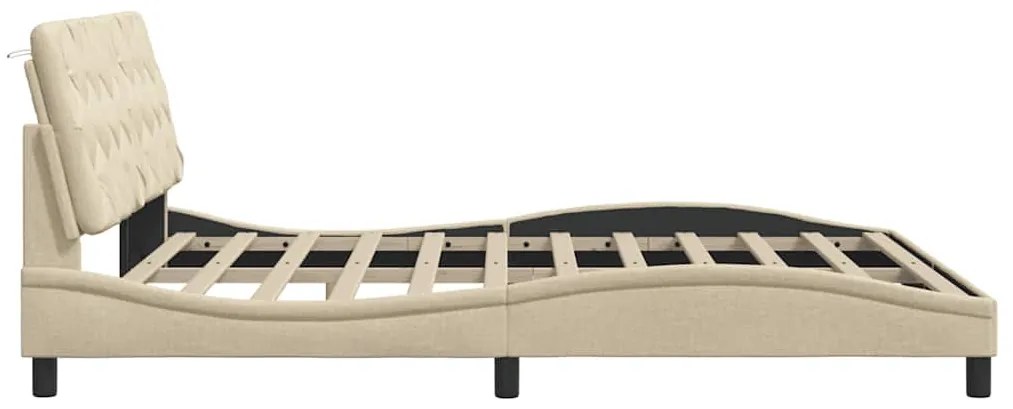 Estrutura de cama com LED sem colchão 180x200 cm tecido creme