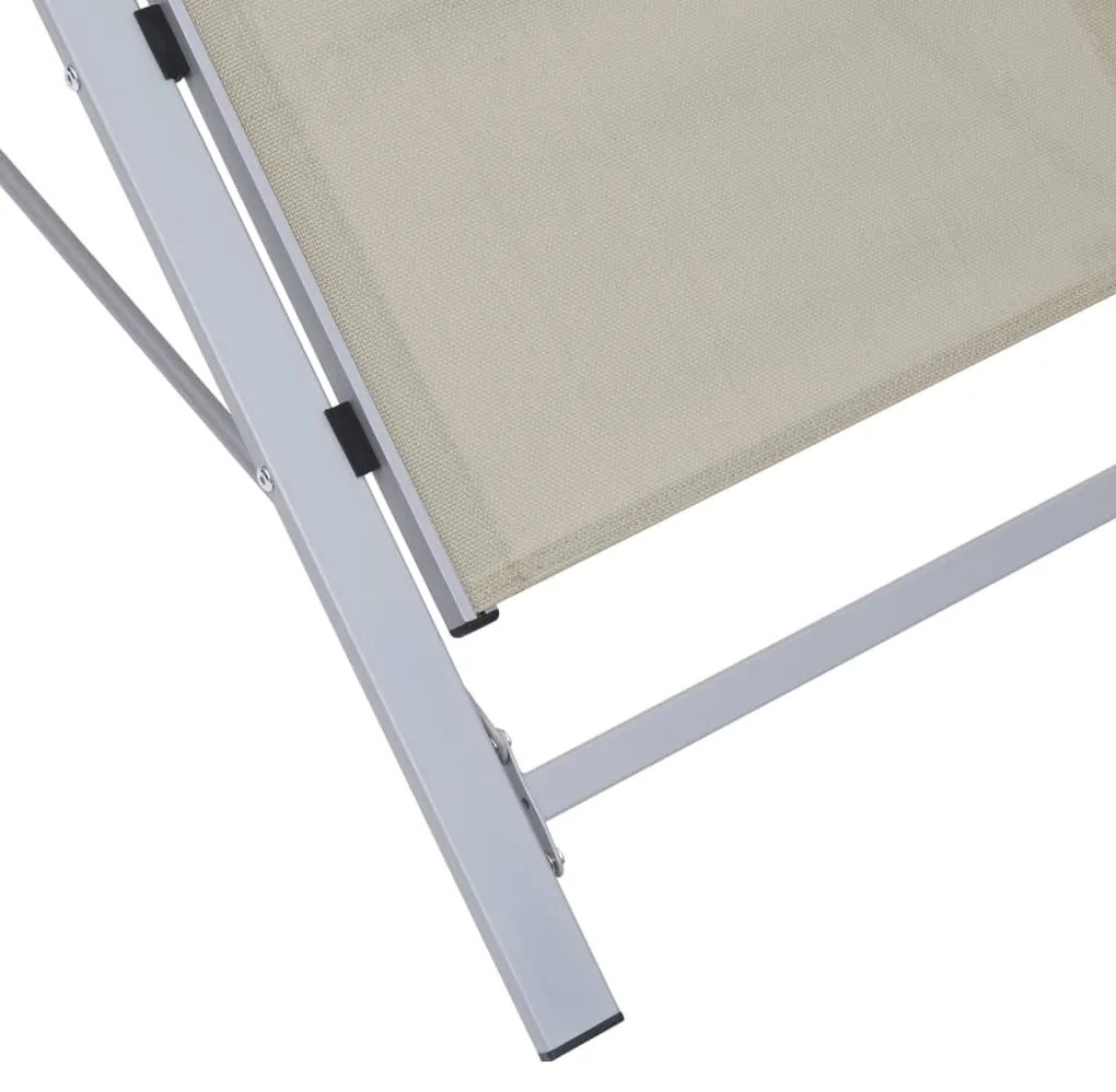 Espreguiçadeiras com mesa 2 pcs alumínio cor creme