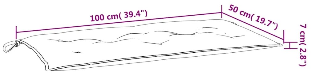 Almofadões p/ banco jardim 2 pcs 100x50x7 cm tecido azul/branco
