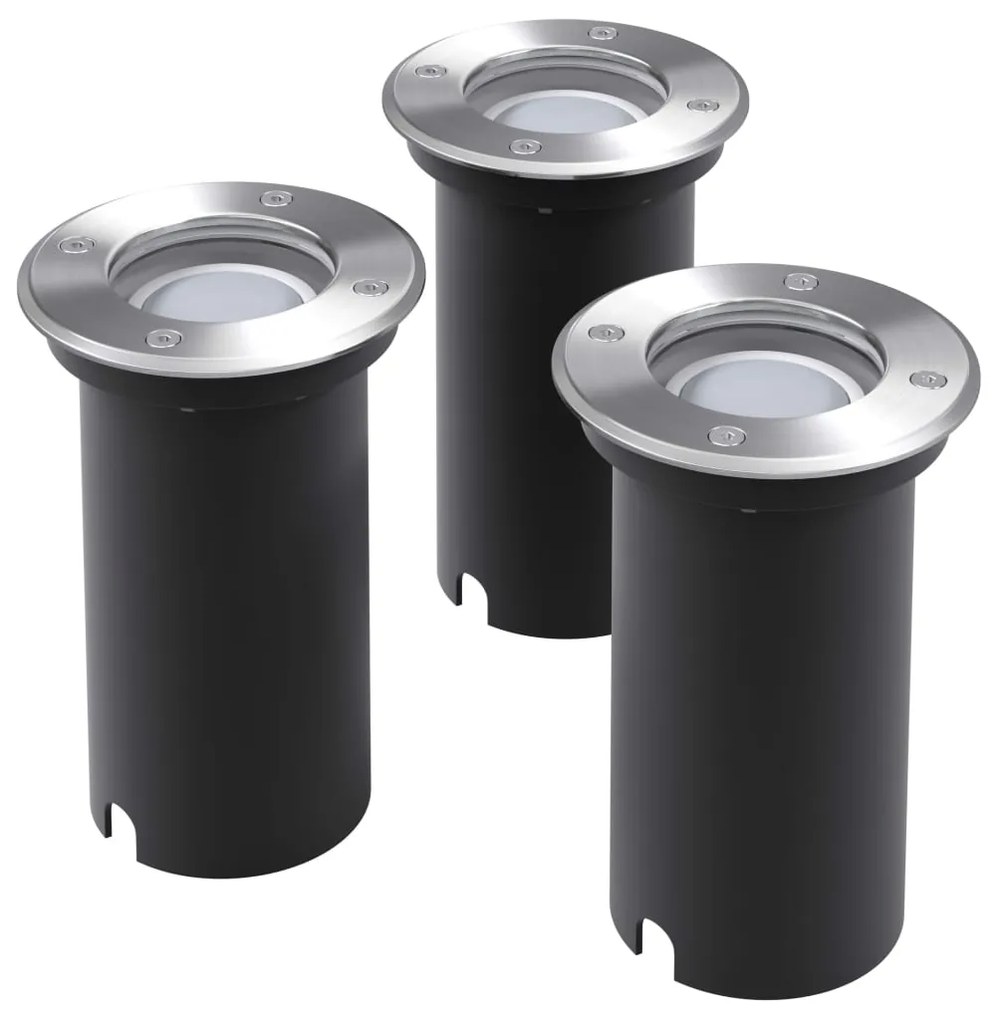 vidaXL Iluminação LED p/ piso exterior, 3 pcs, redondo