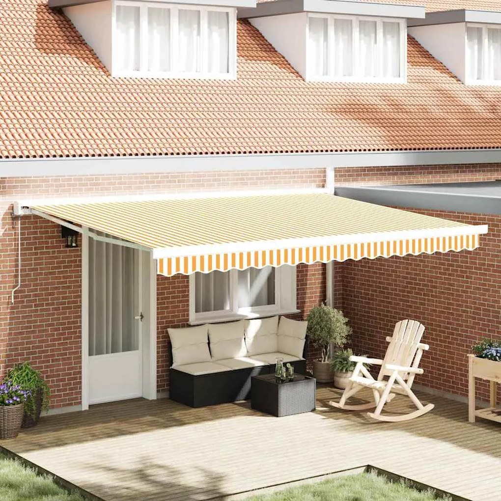 vidaXL Toldo Retrátil laranja e branco 450 × 300 cm Tecido, Metal