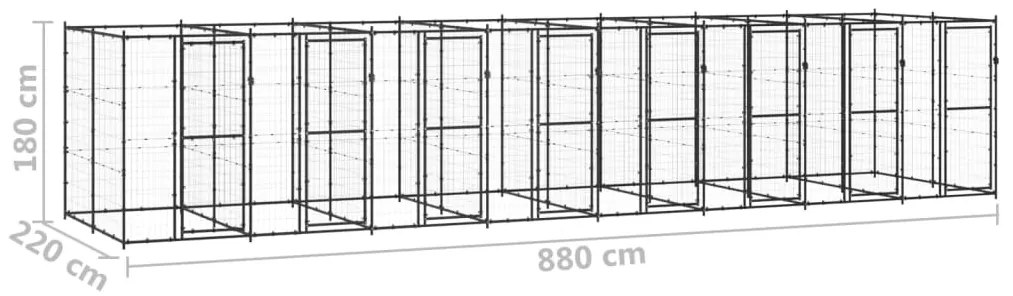 Canil de exterior 19,36 m² aço