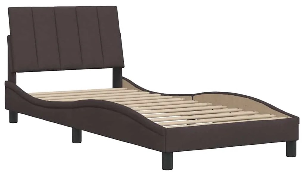 Estrutura de cama sem colchão 80x200 cm tecido castanho-escuro